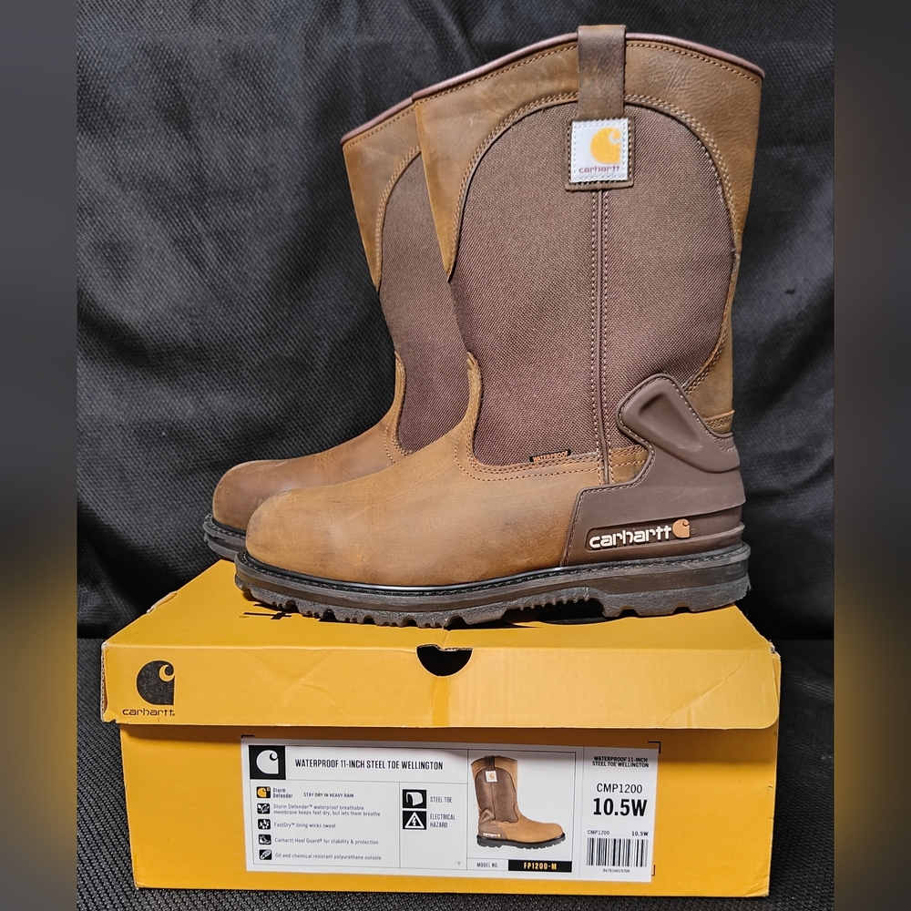 Carhartt 11"Steel Toe Tan and Brown Wellington Boots 10.5 W